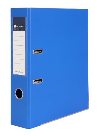 Pákový šanón, 75 mm, A4, PP/PP, s ochranným spodným kovaním, VICTORIA OFFICE, "Premium", kráľovský modrý