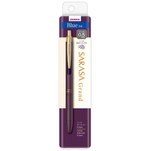 Gélové pero, 0,33 mm, stláčací mechanizmus, telo pera: baklažánovo fialová, ZEBRA "Sarasa Grand", modrá
