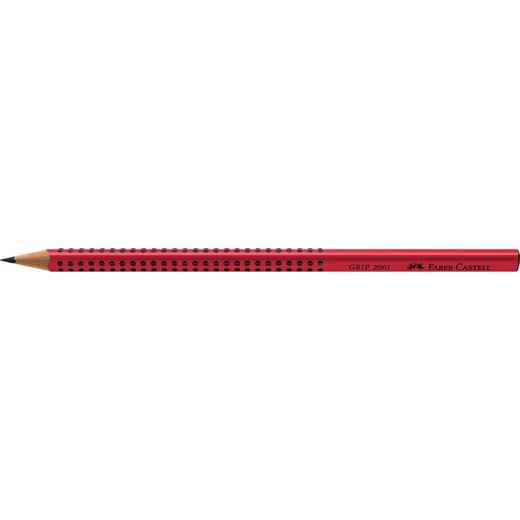 Grafitová ceruzka, B, trojhranný tvar, FABER-CASTELL "Grip 2001", červená