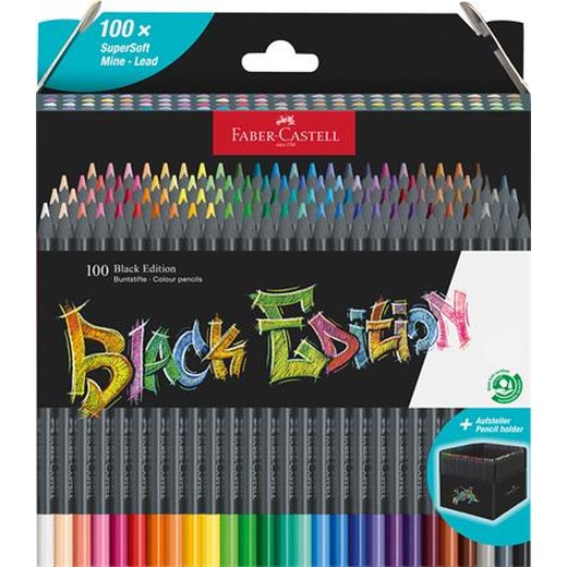 Farebné ceruzky, sada, trojhranné, FABER-CASTELL "Black Edition", 100 rôznych farieb