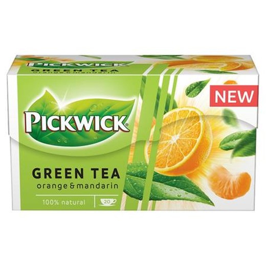 Zelený čaj, 20x1,5 g, PICKWICK, pomaranč-mandarinka