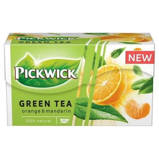 Zelený čaj, 20x1,5 g, PICKWICK, pomaranč-mandarinka