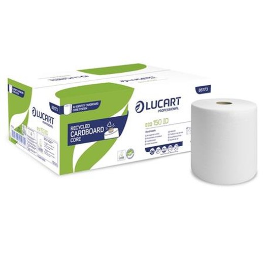 Papierové utierky, kotúčové, 2-vrstvové, LUCART "Eco 150 ID", biele