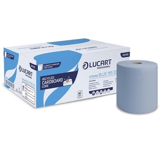 Papierové utierky, kotúčové, 2-vrstvové, LUCART "Strong Blue 155 ID", modré