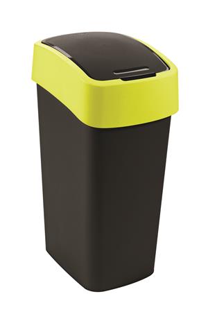 Odpadkový kôš s výklopným vekom, 45 l, CURVER "Pacific flip bin", čierny/žltý