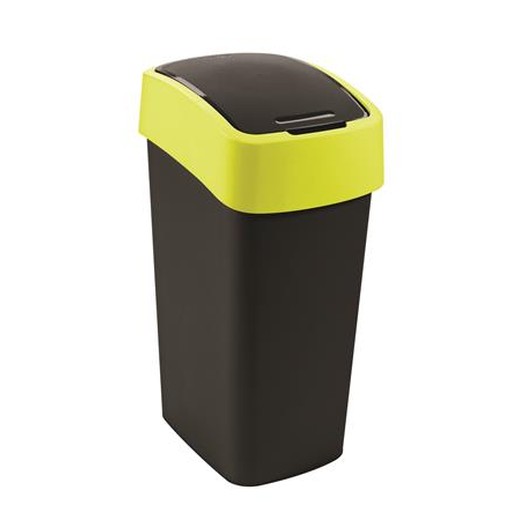 Odpadkový kôš s výklopným vekom, 45 l, CURVER "Pacific flip bin", čierny/žltý