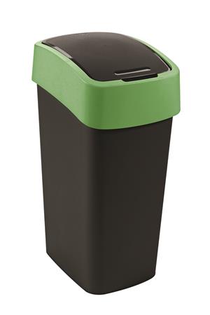 Odpadkový kôš s výklopným vekom, 45 l, CURVER "Pacific flip bin", čierny/zelený