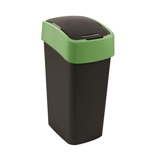 Odpadkový kôš s výklopným vekom, 45 l, CURVER "Pacific flip bin", čierny/zelený