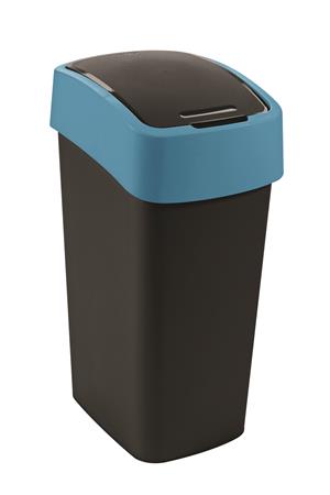 Odpadkový kôš s výklopným vekom, 45 l, CURVER "Pacific flip bin", čierny/modrý