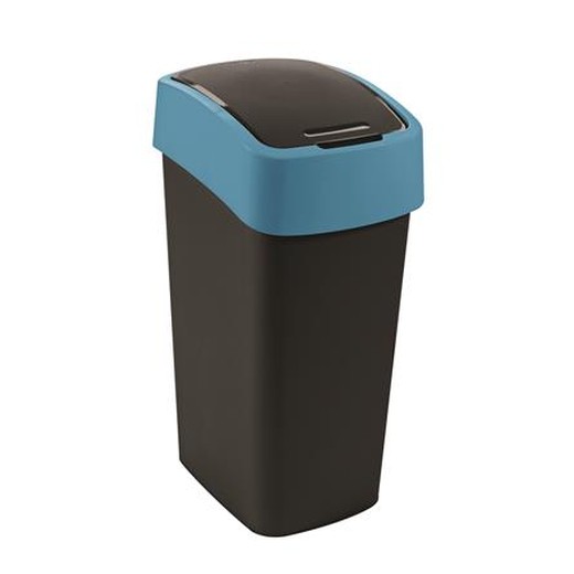 Odpadkový kôš s výklopným vekom, 45 l, CURVER "Pacific flip bin", čierny/modrý