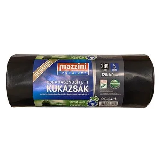 Vrecia na odpadky, extra silné, 280 l, 5 ks, 120x140 cm, 45 µ, MAZZINI "Premium", čierne