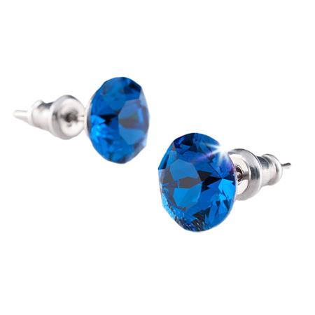 Náušnice, s "Capri" modrým SWAROVSKI® krištáľom, 7 mm, ART CRYSTELLA®
