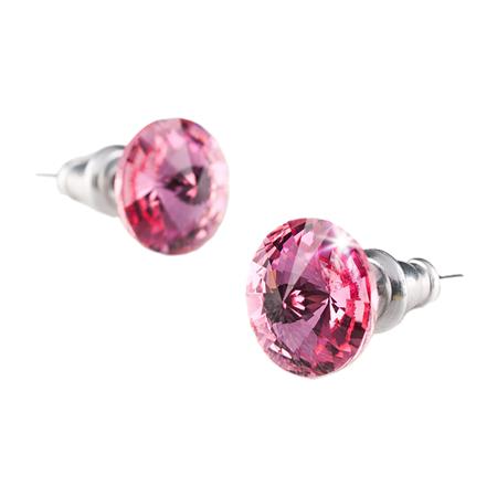 Náušnice, s ružovým SWAROVSKI® krištáľom, špicaté, 8 mm, ART CRYSTELLA®