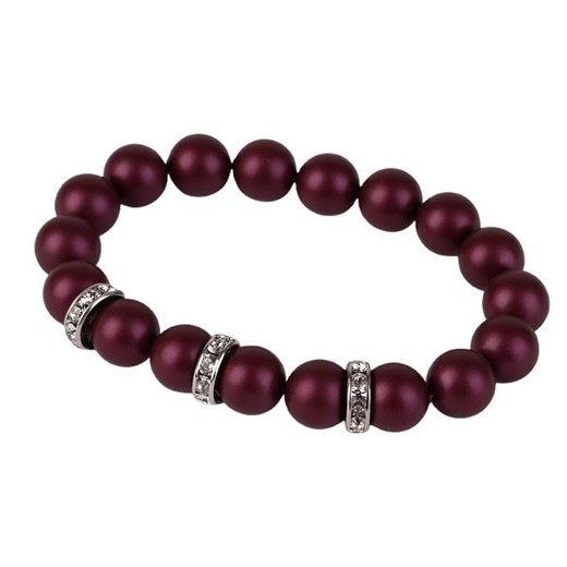 Náramok, z bordovo fialových SWAROVSKI® perál, s bielym rondella krištáľom, 10mm, ART CRYSTELLA® M