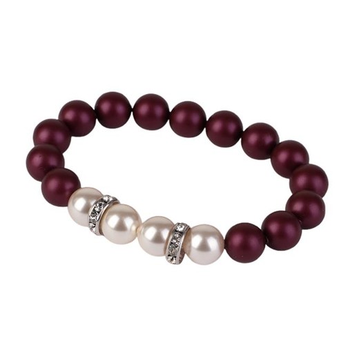 Náramok, z bordovo fialových a bielych SWAROVSKI® perál, s bielym rondella krištáľom, 10mm, ART CRYSTELLA® M