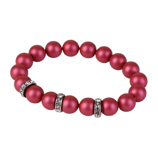 Náramok, z jahodovo červených SWAROVSKI® perál, s bielym rondella krištáľom, 10mm, ART CRYSTELLA® M
