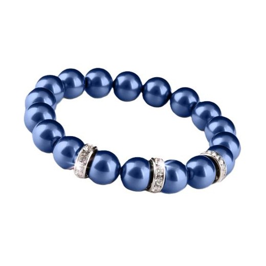 Náramok, z tmavomodrých SWAROVSKI® perál, s bielym rondella krištáľom, 10mm, ART CRYSTELLA® M