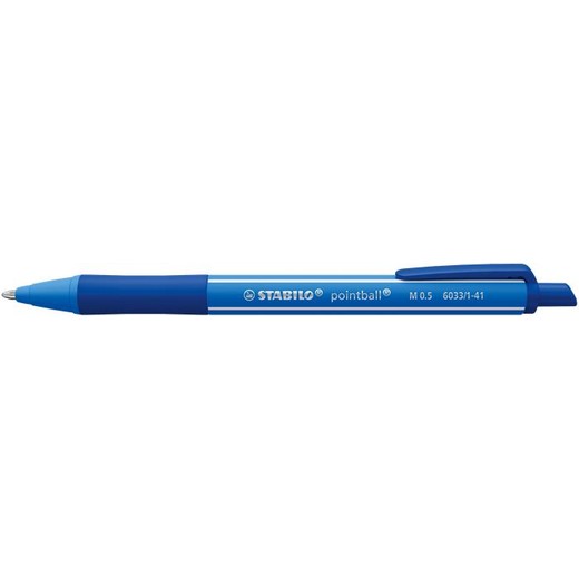 Guľôčkové pero, 0,5 mm, stláčací mechanizmus, STABILO "Pointball Colorful", ultramarin