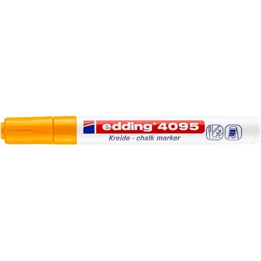 Kriedový popisovač, 2-3 mm, kuželový hrot, EDDING "4095", neónovo oranžový