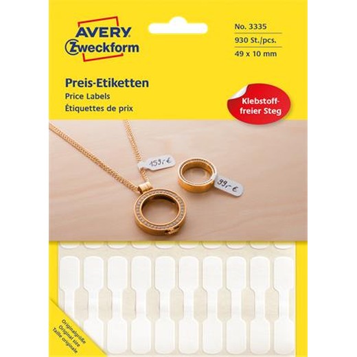 Cenové etikety, 49x10 mm, AVERY ZWECKFORM, biele