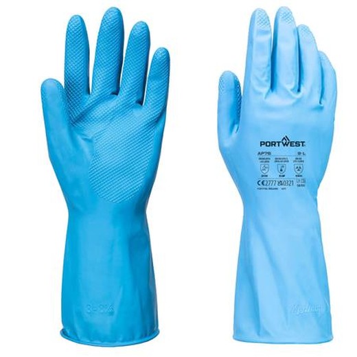 Ochranné rukavice, latex, na spracovanie potravín, veľkosť L, modré