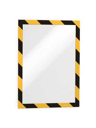 Informačný panel, A4, samolepiaca zadná strana, DURABLE "DURAFRAME SECURITY", žltý-čierny