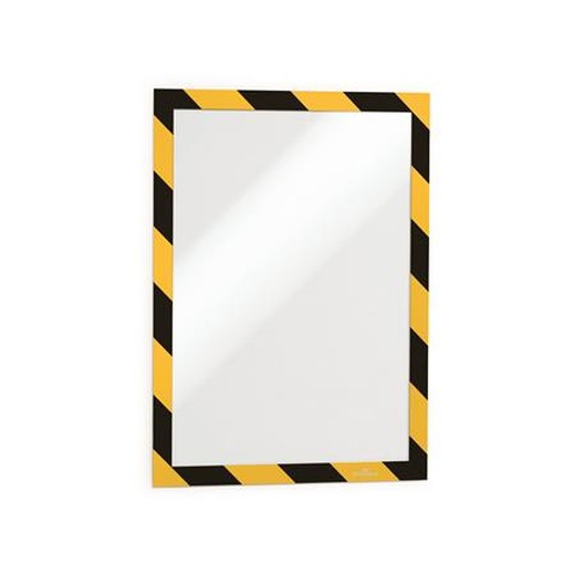 Informačný panel, A4, samolepiaca zadná strana, DURABLE "DURAFRAME SECURITY", žltý-čierny