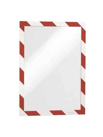 Informačný panel, A4, samolepiaca zadná strana, DURABLE "DURAFRAME SECURITY", červený-biely