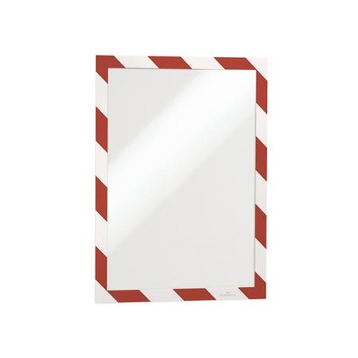 Informačný panel, A4, samolepiaca zadná strana, DURABLE "DURAFRAME SECURITY", červený-biely