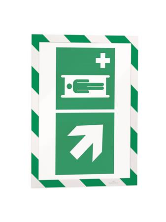 Informačný panel, A4, magnetický, DURABLE "DURAFRAME® MAGNETIC SECURITY", zelený-biely