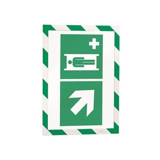 Informačný panel, A4, magnetický, DURABLE "DURAFRAME® MAGNETIC SECURITY", zelený-biely
