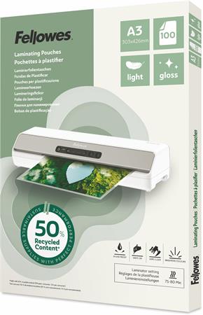 Laminovacia fólia, 80 mikr., A3, lesklá, 100 ks, FELLOWES "Light"