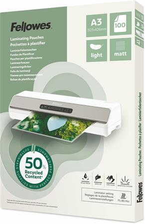 Laminovacia fólia, 80 mikr., A3, matná, 100 ks, FELLOWES "Light"