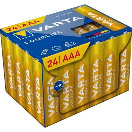Batéria, AAA mikro, 24 ks, bez plastov, VARTA "Longlife"