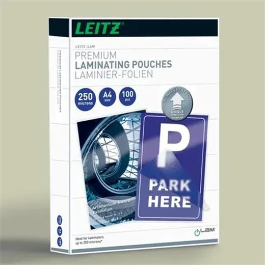 Laminovacia fólia, 250 mikr., A4, lesklá, UDT technológia, LEITZ "iLam"
