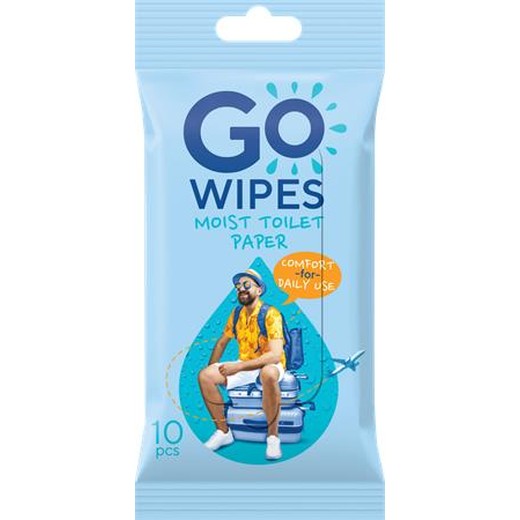 Toaletný papier, vlhčený, 10 ks, GO WIPES "Comfort"