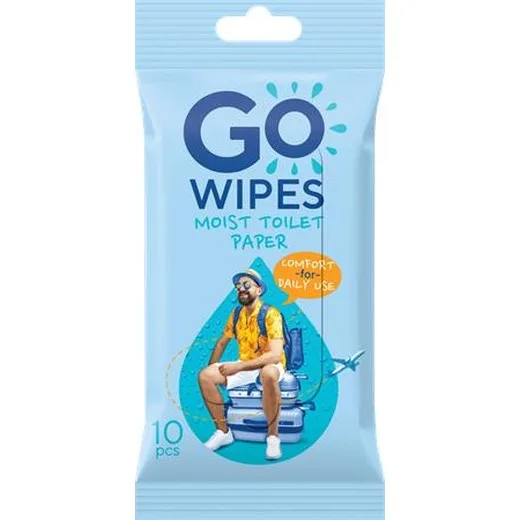 Toaletný papier, vlhčený, 10 ks, GO WIPES "Comfort"
