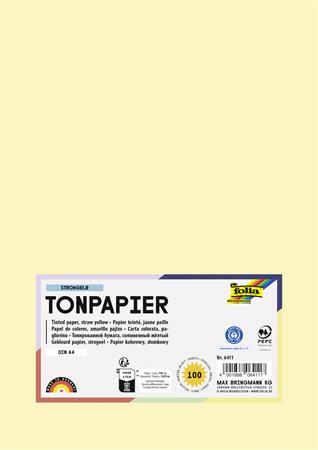 Farebný papier, A4, 130 g, 100 listov, FOLIA, slamovo žltý