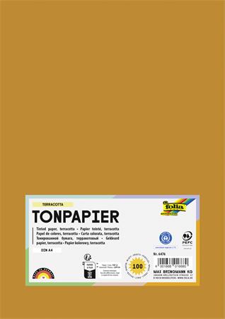 Farebný papier, A4, 130 g, 100 listov, FOLIA, terakota