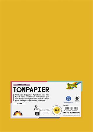 Farebný papier, A4, 130 g, 100 listov, FOLIA, tmavožltý