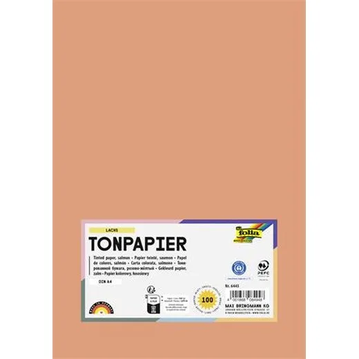 Farebný papier, A4, 130 g, 100 listov, FOLIA, lososový
