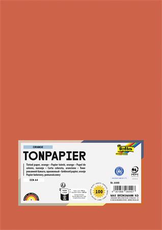 Farebný papier, A4, 130 g, 100 listov, FOLIA, oranžový