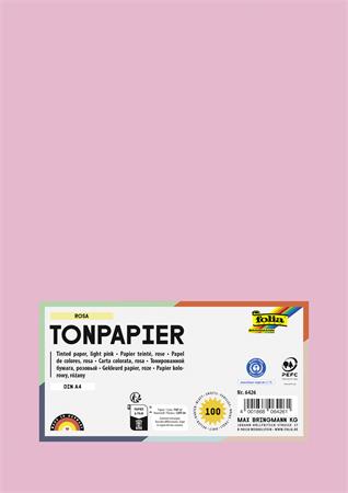 Farebný papier, A4, 130 g, 100 listov, FOLIA, svetloružový