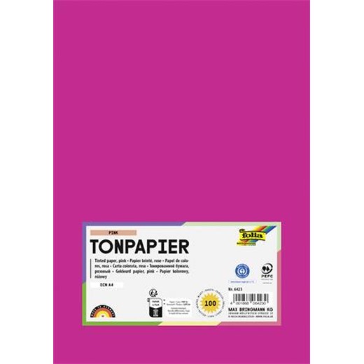 Farebný papier, A4, 130 g, 100 listov, FOLIA, ružový