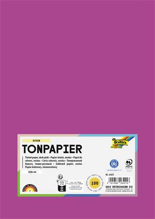 Farebný papier, A4, 130 g, 100 listov, FOLIA, tmavoružový