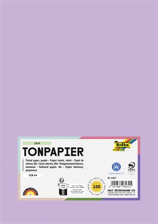 Farebný papier, A4, 130 g, 100 listov, FOLIA, bledý orgovánový