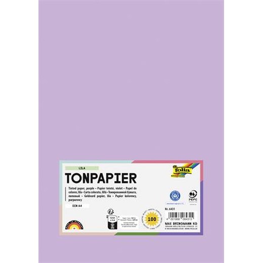 Farebný papier, A4, 130 g, 100 listov, FOLIA, bledý orgovánový