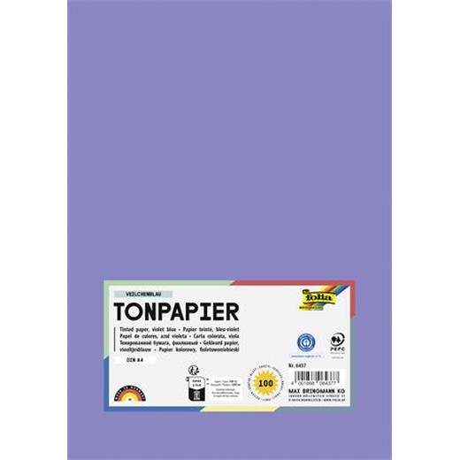 Farebný papier, A4, 130 g, 100 listov, FOLIA, fialovomodrý