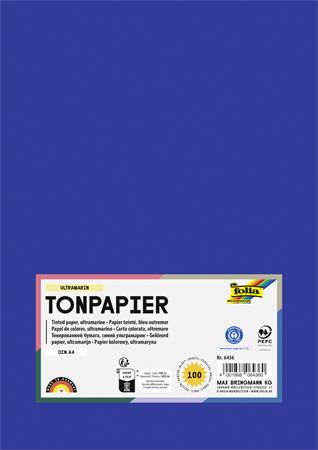 Farebný papier, A4, 130 g, 100 listov, FOLIA, tmavomodrý