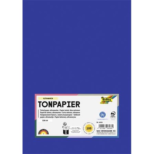 Farebný papier, A4, 130 g, 100 listov, FOLIA, tmavomodrý